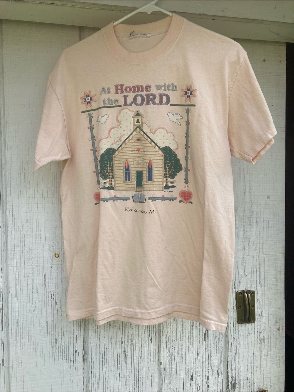 At Home With The Lord Graphic Tee - Light Peach